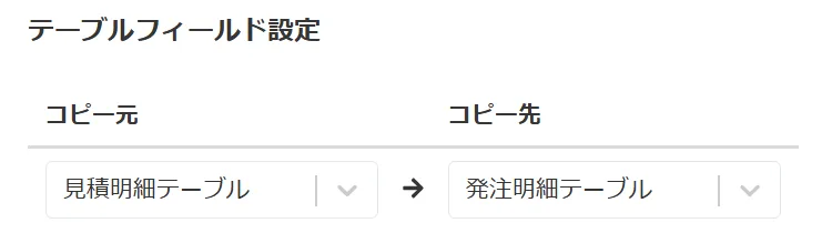 テーブルフィールドの設定