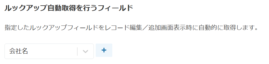 ルックアップフィールドの選択設定