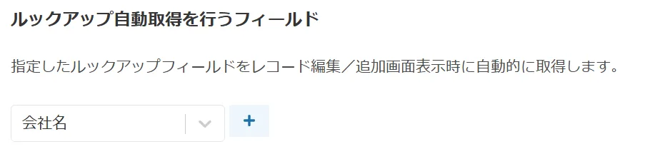 ルックアップフィールドの選択設定