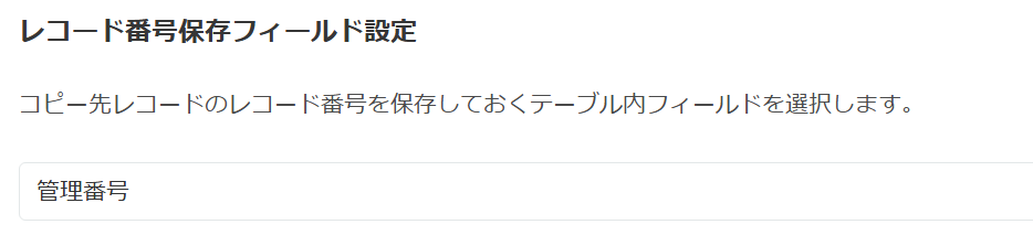 レコード番号保存フィールドの詳細設定