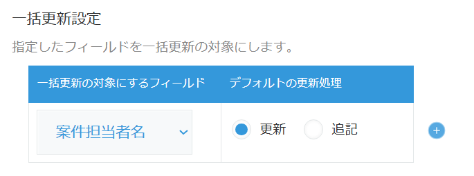 更新対象フィールドと設定値の詳細