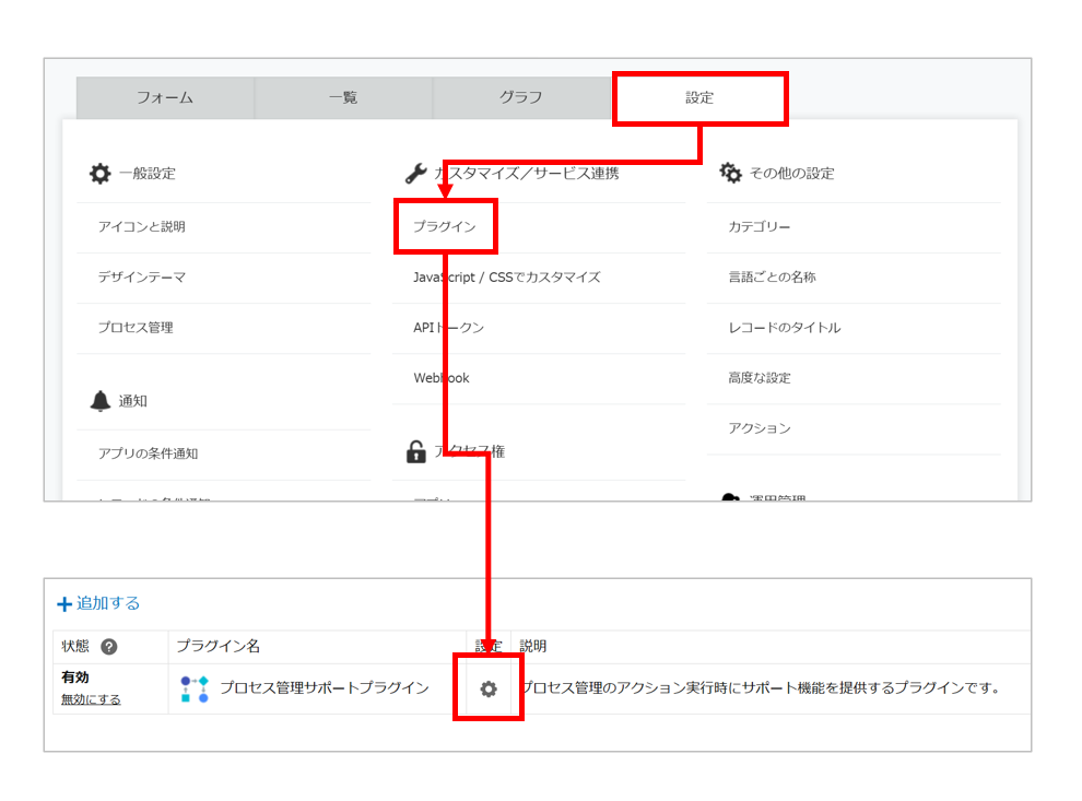 プラグイン設定を開く手順