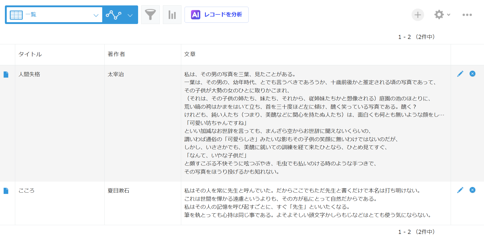 プラグイン適用後、一覧画面で改行が正しく反映されて表示されている状態