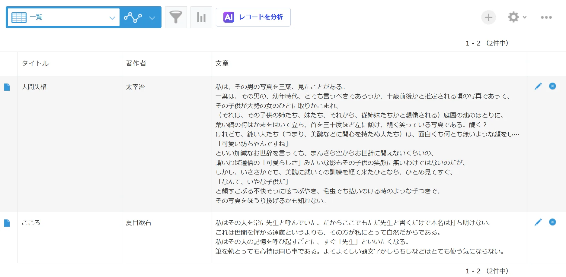 プラグイン適用後、一覧画面で改行が正しく反映されて表示されている状態